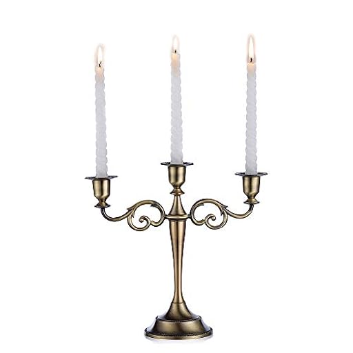 Sziqiqi Candelero con 3 Cabezas para Bodas Candelero De Aleación De Zinc Candelero para Mesas Cenas con Velas Decoraciones para Hotels Ornamentos Decorativos, Bronce | Ya disponible en tu tienda friki favorita! En mundofriki.es!