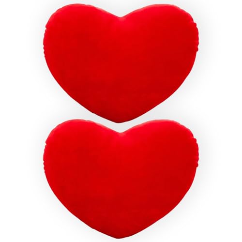 MmotZsb Herzkissen Set 2 Flauschige Herz Kissen In Rot 20 cm Süße Plüschkissen Für Wohnzimmer Schlafzimmer Und Als Romantisches Geschenk