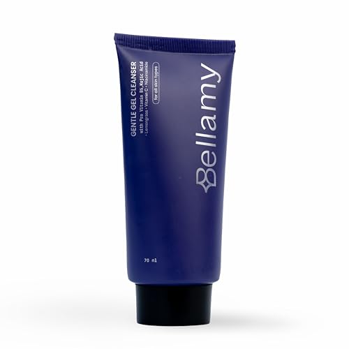 Image of Bellamy Gentle Gel Cleanser with Pro Vitamin B5 & Kojic Acid | No Soap Cleanser For Face with Lemongrass, Vitamin C, Vetiver, Basil & Niacinamide | For All Skin Types Including Sensitive | 70gm