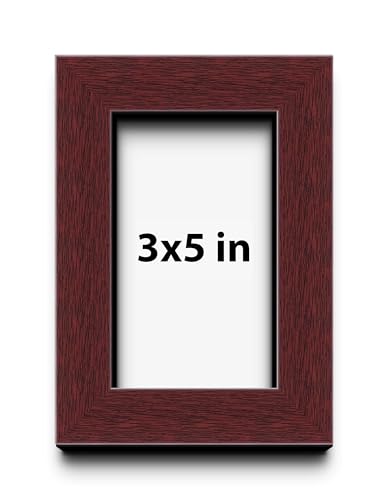 Poster Palooza 3x5 Inch Shadow Box Brown Mahogany Finish Solid Wood Display Frame | 1.625 Inches Deep | 1 Inch Moulding Width | UV Resistant Acrylic Plexiglass, Acid Free Backing and Hanging Hardware