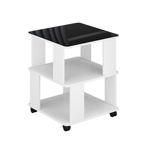 Vicco Mesa de Centro Velito, Blanco/Negro, 50 x 50 cm, con Ruedas para una colocación Flexible en el área de Estar