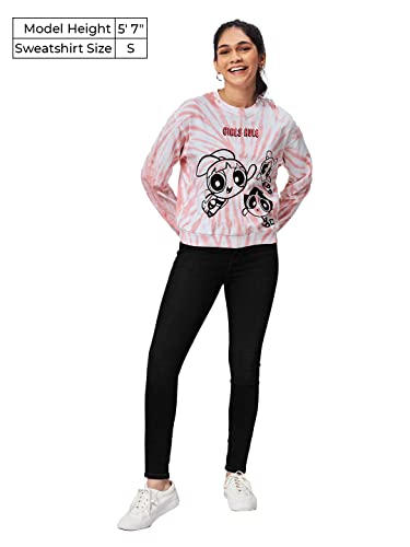 Image of The Souled Store Women Official Powerpuff Girls: Girls Rule Tie Dye Multicolored Printed Sweatshirts