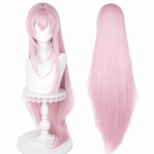 Image of LABEAUTE Long Pink Anime Cosplay Wig with Bangs for Women Girls, Heat Resistant Synthetic Wig for Halloween Costume Party Daily Wear with Adjustable Breathable Cap