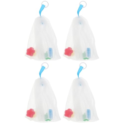 WOONEKY 4pcs Face Cleansing Foaming Net Pouches Exfoliating Soap Bags for Gentle Skin Massage for All Skin Types Mesh Design for Improved Lathering and Release