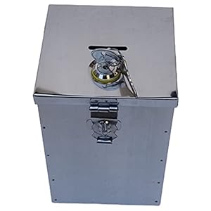 Crevita Coin Box/Piggy Bank/Gullak/Donation Box/Suggestion Box/Antique Coin Bank Box Money Organiser Stainless Steel Body (6.5 Inch) (with Pre Fitted Lock and 2 Key)