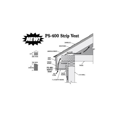 Soffit Strip Vent PS-400 (1″ x 3/4″ x 4′, White, 48)