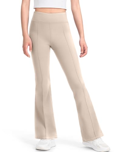 JOCMIC Girls Flare Leggings High Waisted Bell Bottom School Uniform Pants with Hidden Pockets