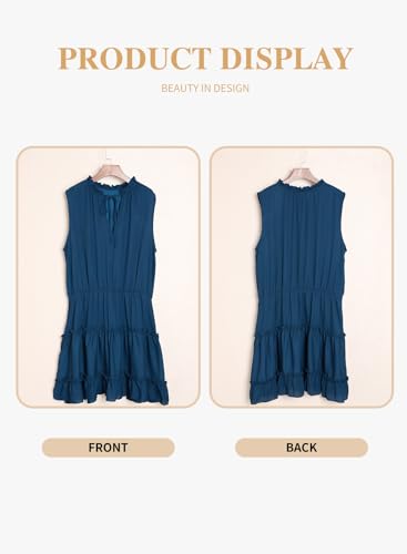 Eytino Womens Plus Size Sleeveless V Neck Drawstring Ruffle Tiered Chiffon Mini Short Dresses,(1X-5X)4