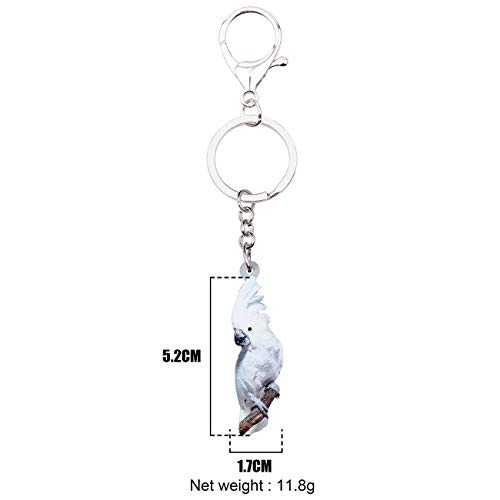 WEVENI Acrylic White Cockatoo Bird Keychain Parrot Key Ring For Women Girl Bag Purse Car Charms (White)4