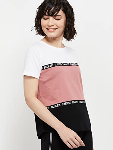 Image of Max Women's Colourblock Round Neck Regular Fit T-Shirt