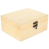 PAMINGONO Caja Organizadora de Joyas Rectangular de Madera de Pino Natural Estuche para Guardar Pendientes y Baratijas Joyero Ligero y Portátil de 165X137X78 CM para Escritorio y