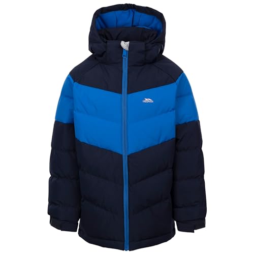 Image of Trespass Kids Casual Jacket Aldery - Padded, Waterproof, Windproof, Detachable Hood, Elasticated Crown, Contrast Chest Panels, Adjustable Cuff, 2 Welt Pockets, 100% Polyester PVC Coated