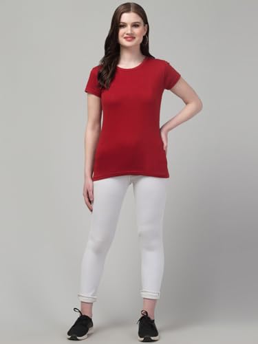 Image of Women's 100% Cotton Plain Regular Fit Round Neck Half Sleeve Tshirt (Solid)