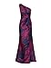 Adrianna Papell Women's One Shoulder Jacquard Gown, Navy/Orchid, 4
