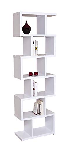 TOPKIT | Estantería Zig Zag Florida 6360 | Medidas 191x60x28cm | Mueble de Salon | Estantería Decorativa | Blanco