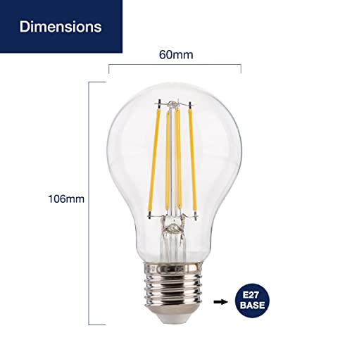 FLSNT Dimmable E27 Screw Bulb, A60 LED Filament Edison Screw in Light Bulbs, 7W (60W Equivalent) - Image 4