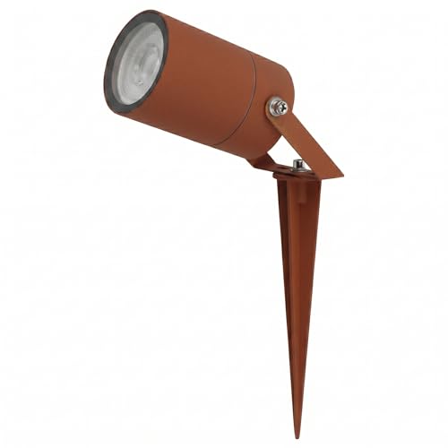 Area illumina Portafaretti da Giardino con Picchetto, GU10 220V, IP65, Alluminio, Bianco/Nero/Corten/Marrone, Ø60x100mm (Corten)