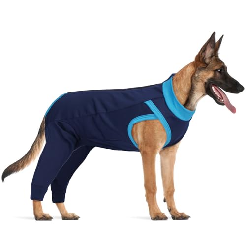 LelePet Dog Recovery Suit for Rear Legs to Stop Licking Hind Legs Abdomen Wounds, Dog Onesie for Surgery Female Male,Dog Pants to Prevent Licking for Small to Large Dogs, Cone Alternative (X