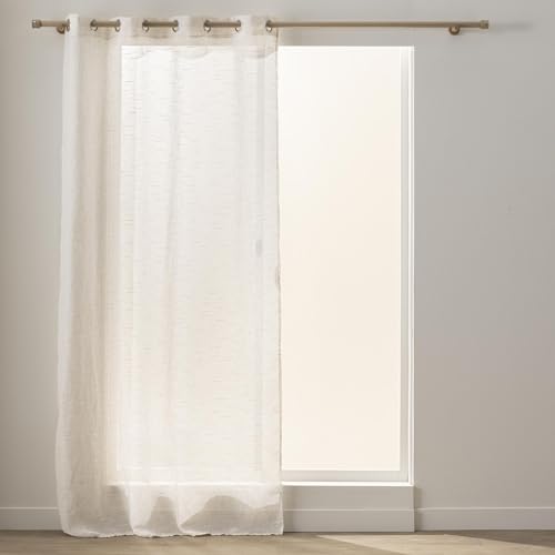 Douceur d'Interior, Visillo con Ojales (137 x 260 cm) Kalia Natural, poliéster Lino