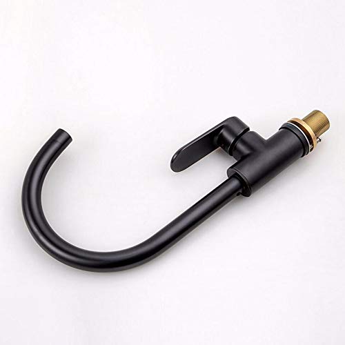 Robinet de cuisine noir rétro mitigeur rotatif évier eau chaude et froide - 6