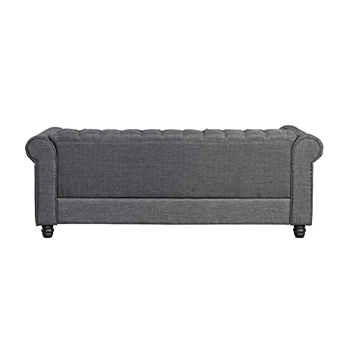 Morden Fort Couch Sofa, Couches For Living Room No Sagging, Couches 24'' Comfy Seat Depth, Sofas Couches Tool-Free Assemble, Sofas For Living Room Chesterfield Pet-Friendly Linen Easy Clean Dark Grey #TOP4