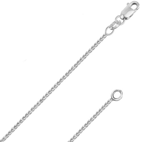 REAL Solid 14K or 10K Yellow or White Gold 0.80mm - 1.3mm Diamond Cut Braided Square Wheat Spiga or Franco Spiga Chain Necklace with Lobster Claw Clasp | Multiple Lengths Available | Men Women | MADE IN ITALY