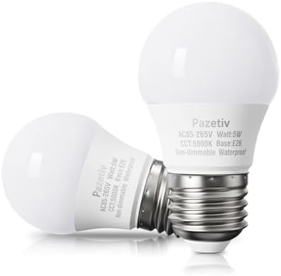 Waterproof LED Refrigerator Light Bulbs 40 watt Equivalent, 120V, Daylight 5000K, E26 Medium Base, Fridge Light Bulb, Freezer Bulb, A15 LED Appliance Bulb, Not Dimmable