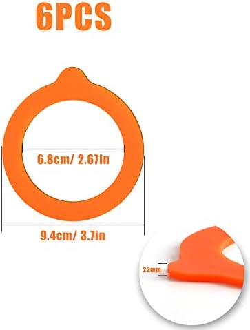 KINBOM 6pcs Silicone Replacement Gasket Seals, Mason Jar Rubber Seals Sealing Ring Silicone Gaskets for Storage Jars Glass Sealed Cans (3.7inch Outer Diameter, 2.7inch Inner Diameter)