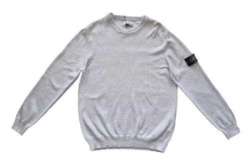 Stone Island Maglione in Cotone da Uomo 8015528D3 V0M64 Melange Grigio (IT, Testo, L, Regular, Regular, Standard, Grigio)