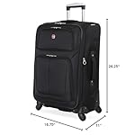 SwissGear Sion Softside Expandable Luggage – Medium Checked Suitcase with 360 Degree Wheels & Retractable Handle – 25 Inch, Perfect for 1-7 Night Trips – Black - Image 3