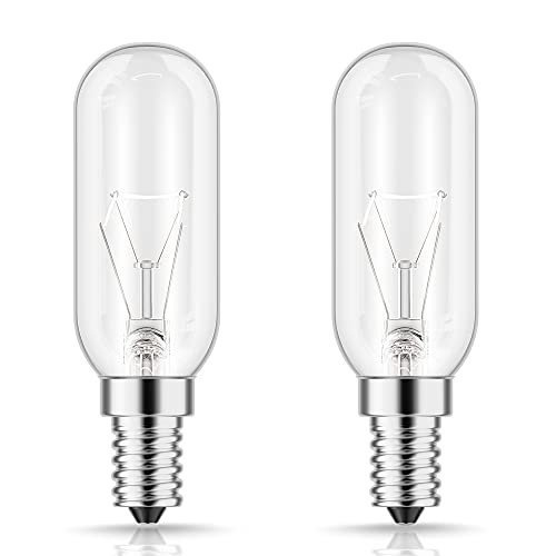 Bombillas para campana extractora, Techgomade Bombillas para campana extractora Tornillo Ajuste 40W, T25 E14 Luz incandescente, 400LM, 2700K Blanco cálido, Regulable - Paquete de 2