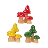 funomocya giocattoli 3 set fungo simulato micro paesaggio in miniatura ornamento funghi adorabili in legno mini pentole piccoli funghi piantatori di legno domestico vaso di fiori home decor