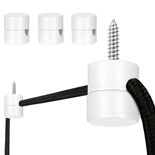 Zevnico 3 Pack Metal Swag Hooks for Hanging Lights, Pendant Light Hook for Ceiling Lamp, White Hooks, DIY Lamp Hanging Electric Wire Cable Cord Chandelier Fixture Hardware Wall Hook