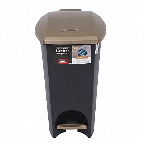 Plasútil - Lixeira 3 em 1 com Pedal, Ouro Velho, 30 L
