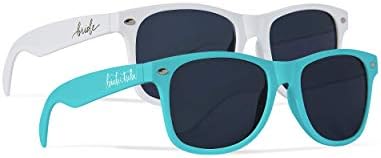 Samantha Margaret - Bride & Bride Tribe Sunglasses, Accessories for Bachelorette Parties, Weddings, Bridal Showers, Bridesmaid Gifts & Favors - 10 Piece Set (Turquoise)