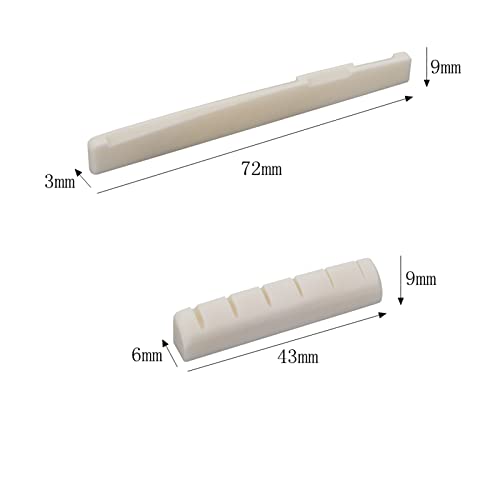 1 Sets 2Pcs Left Handed 6 String Acoustic Guitar Bone Bridge Saddle And Nut Set Made Of Real Bone 43X6X9/72X3X9Mm #TOP5