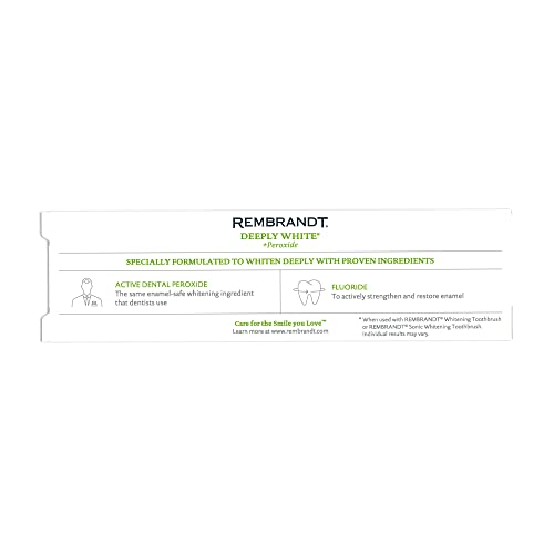 Rembrandt Deeply White + Peroxide Whitening Toothpaste, Peppermint Flavor, 3.5-Ounce (Pack of 2) (Packaging may Vary) 3.5 oz