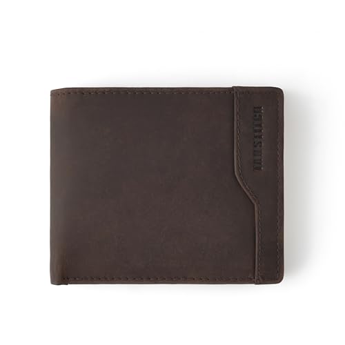 Image of TANSTITCH Slim Leather Wallet | Minimalist & Thin Wallet | RFID Protected Wallet (Black) (Mud Brown)