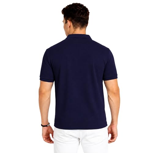 Image of Men's Plain Polo T-Shirt | Cotton Blend Regular Fit Casual Collar T-Shirt