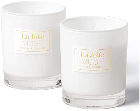 LA JOLIE MUSE Lavender Eucalyptus & Jasmine Scented Candle, Candles Gifts Sets for Women, Aromatherapy Candles, Relaxing Candles for Women Stress Relief, Soy Candle Set, 8.1 oz Each