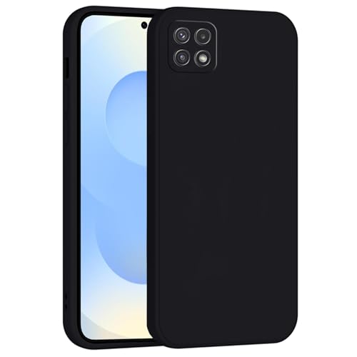 Mixroom - Cover Custodia Case per Samsung Galaxy A22 5G Protezione Fotocamera in Silicone TPU Morbido Opaco Bordi Piatti Colore Nero