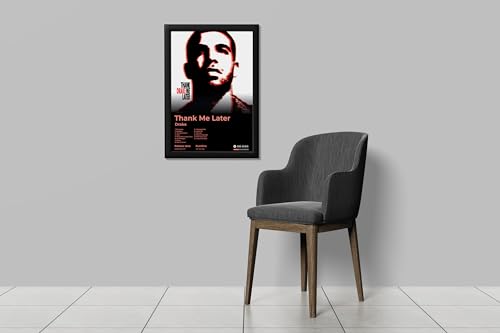 Image of BLINKART Drake - Thank Me Later Wall Photo Frames | Wall Art for Bedroom, Living Room, Studio or Office | Album Cover Print with Spotify Song Link QR Code | Gift for Fans - 8x12 In