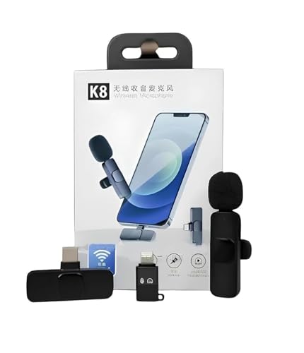 Image of K8 Wireless Lavalier Microphone, Bluetooth Collar Microphone for Type-C Android, Noise Canceling Mic for Vlogging, Clip-On for YouTube (K8 - Single)