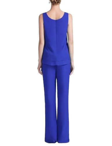 3 Pieces Mother of The Bride Pant Suits with Jacket 3/4 Sleeves Chiffon Outfit Long Formal Evening Gowns for Wedding Guest4