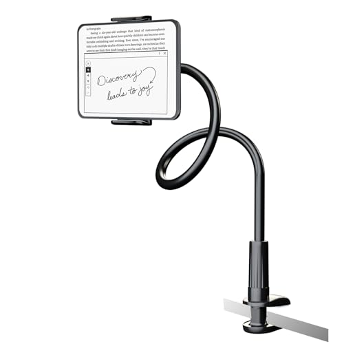 PlsHugek Gooseneck Kindle Tablet Holder Stand Adjustable Arm Mount for Reading in Bed Hands Free Kindle Paperwhite Accessories for iPhone, iPad,Tablet, Switch