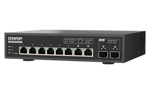 Image of QNAP QSW-L3208-2C6T-US 8-Port Multi-Gig 10GbE Network Switch | Lite-Managed, 6x 10 /5 /2.5 /1G RJ-45, 2x SFP+ /RJ-45 Combo