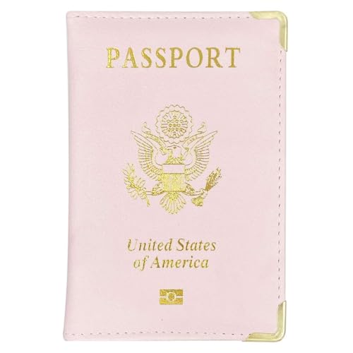 Missmore PU Leather Passport Cover with Gold USA Logo Printed