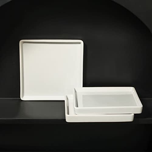 Stone Lain Grace Square Stoneware Dinnerware Set, 12 Piece Service For 4, White #TOP3