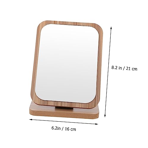 Espejo de maquillaje plegable de madera para escritorio miniatura 2