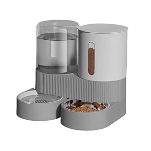 Gravity Cat Dog Feeder and Water Dispenser, 2 in 1 Automatic Cat Feeder with 360 Degree Rotatable, 2 Pack Large Capacity Self Feeding for Small Medium Dog Puppy Kitten